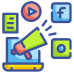 Marketing strategy icon with campaign metrics